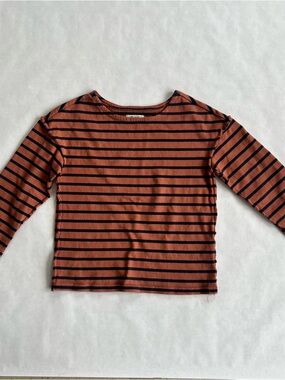 Madewell Brown & Blue Breton Striped Cotton Pullover Shirt Women’s Size XS
